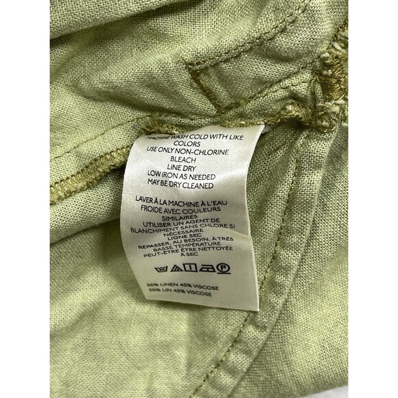 Anthropologie Pilcro Jumpsuit Linen Women Green Floral Smocked Boho Large NWT - Picture 12 of 13